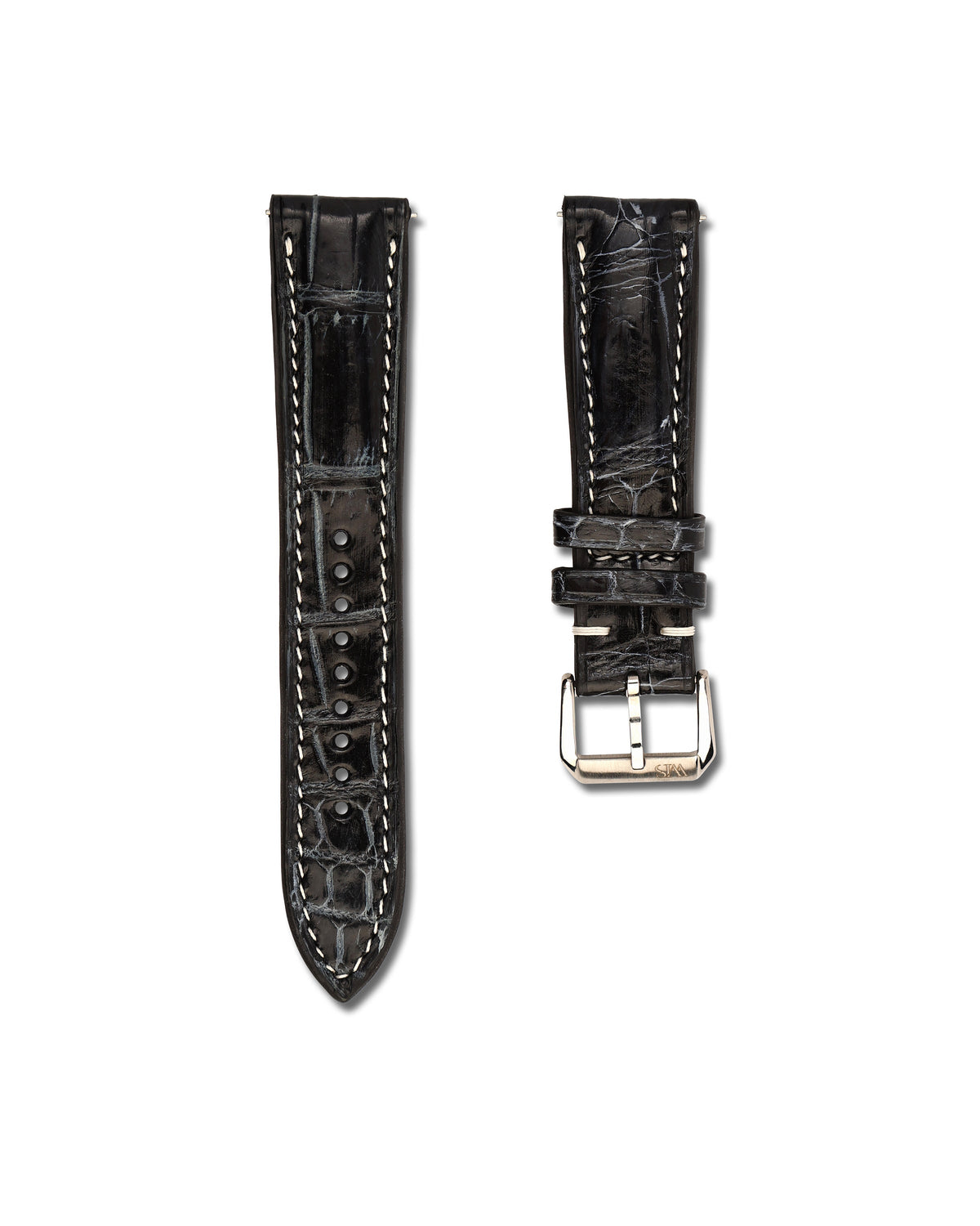 Obsidian Vein Black Alligator Leather Watch Strap 20mm
