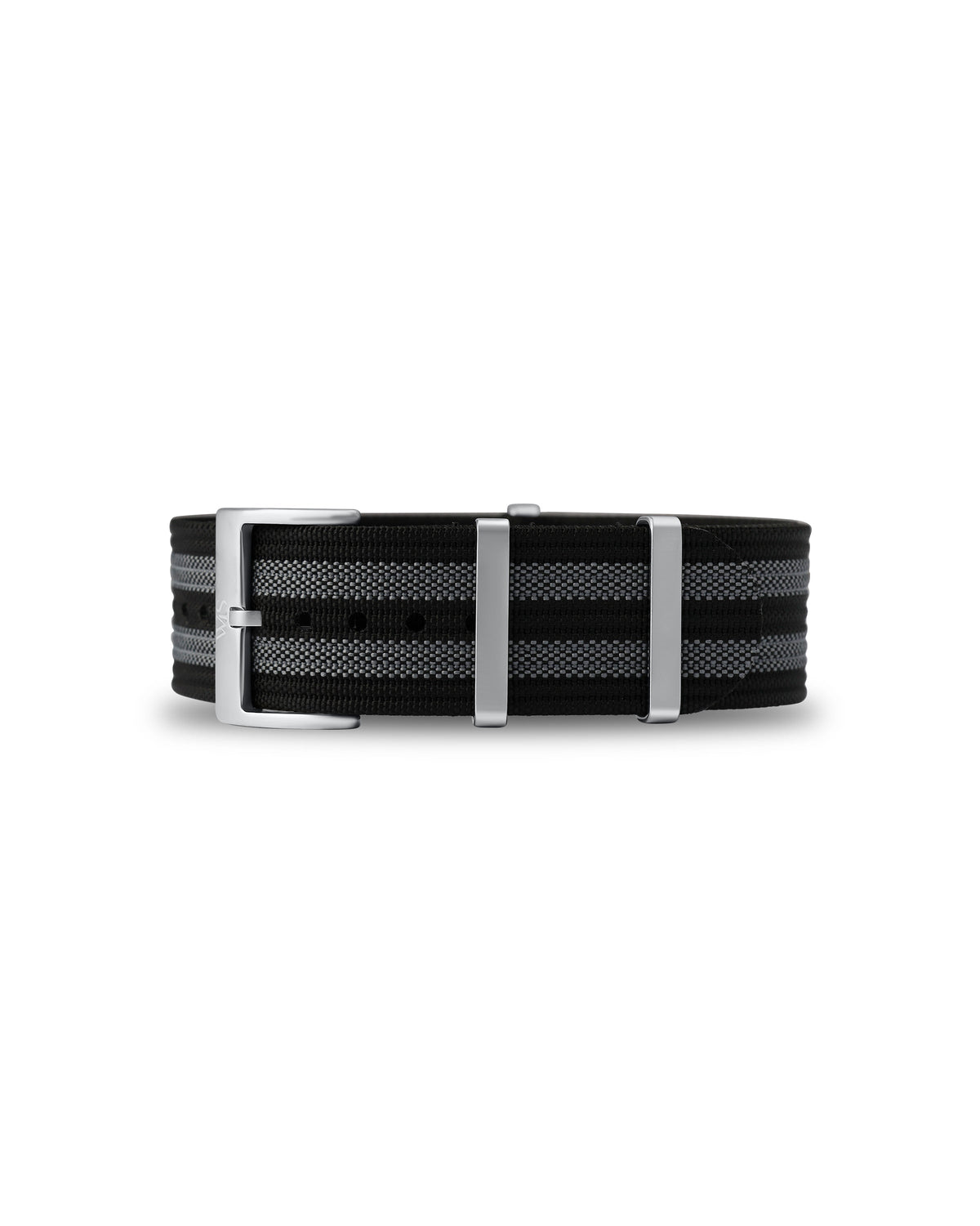 Black & Grey Striped Woven Nylon Strap 20mm