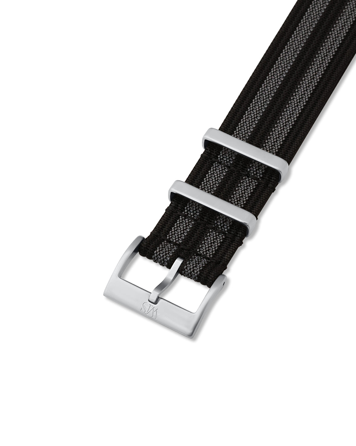 Black & Grey Striped Woven Nylon Strap 20mm