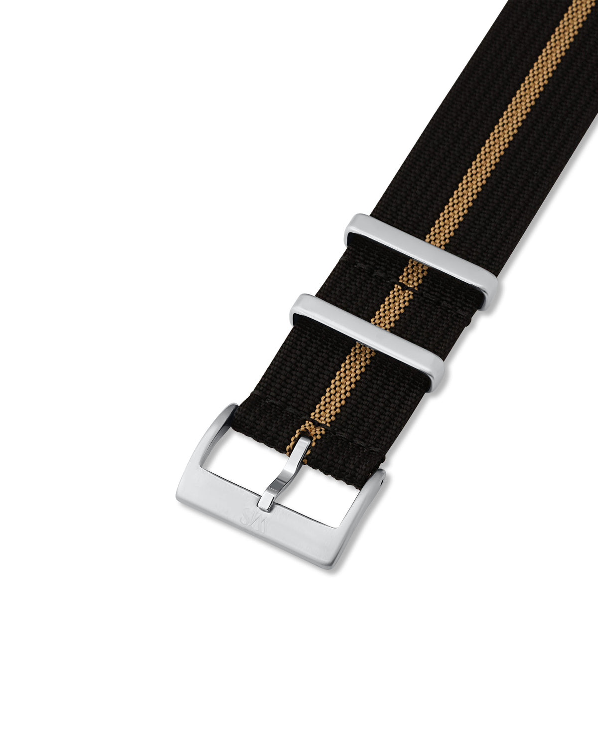 Black with Khaki Stripe Woven Nylon Strap 24mm