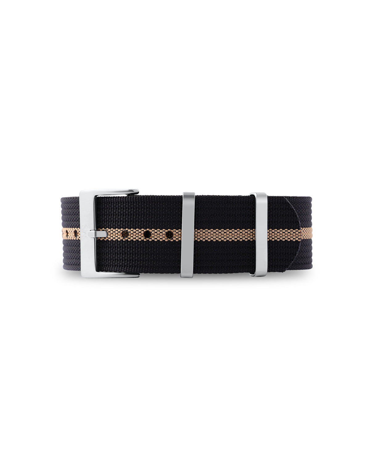 Black with Khaki Stripe Woven Nylon Strap 24mm