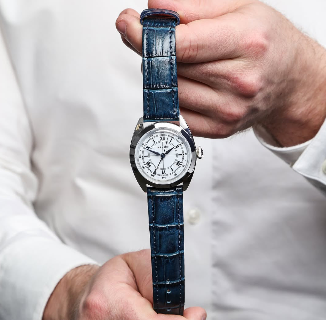 Midnight Blue Alligator Leather Watch Strap 20mm