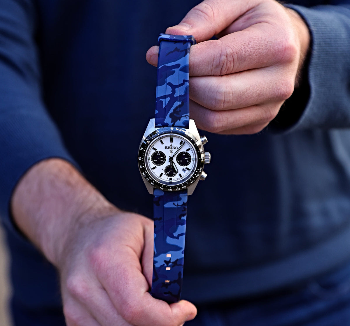 Blue Camo Quick Release Rubber Strap 20mm
