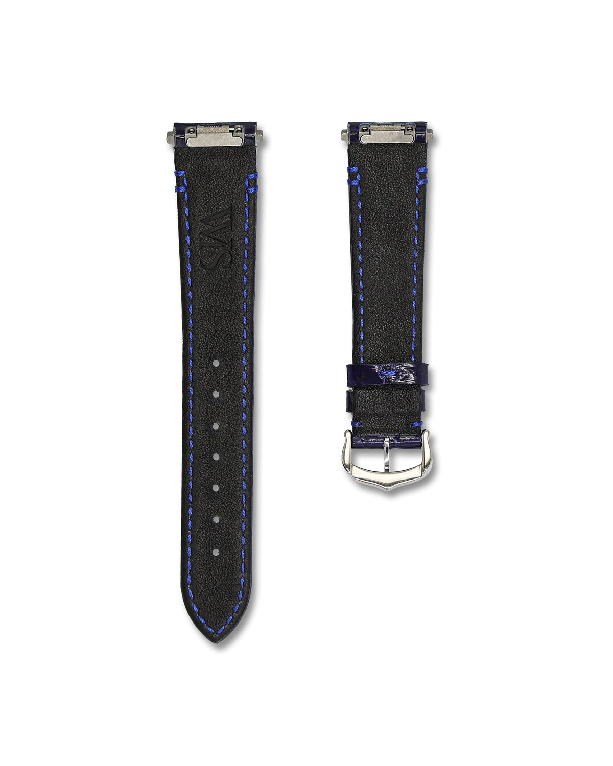 Midnight Blue Crocodile Leather Watch Strap For Cartier Santos