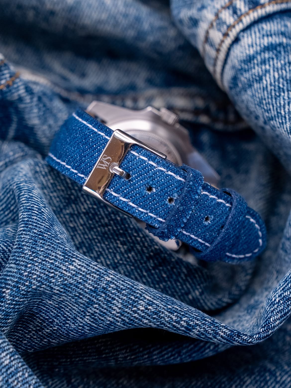 Denim Blue Jean Leather Watch Strap 21mm