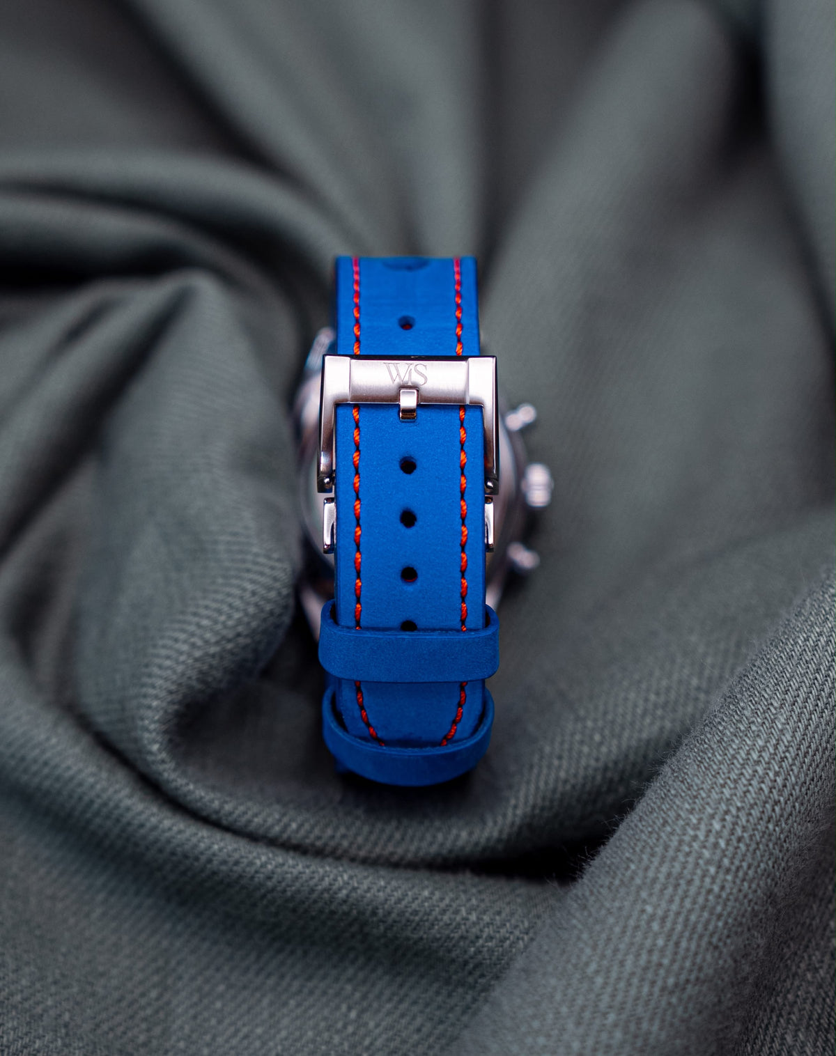 Electric Blue Nubuck Leather Rally Watch Strap 22mm