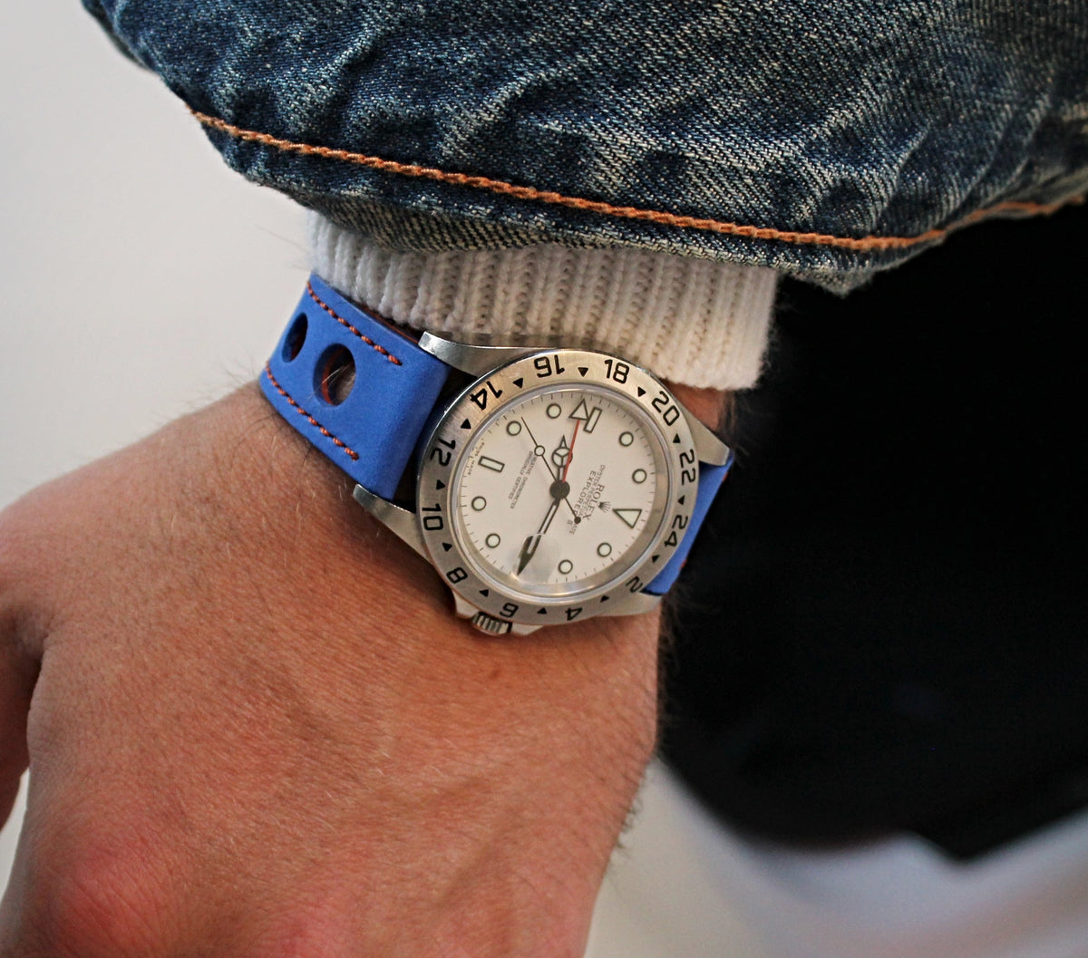 Electric Blue Nubuck Leather Rally Watch Strap 20mm