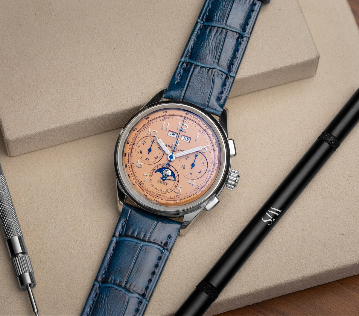 Midnight Blue Alligator Leather Watch Strap 18mm