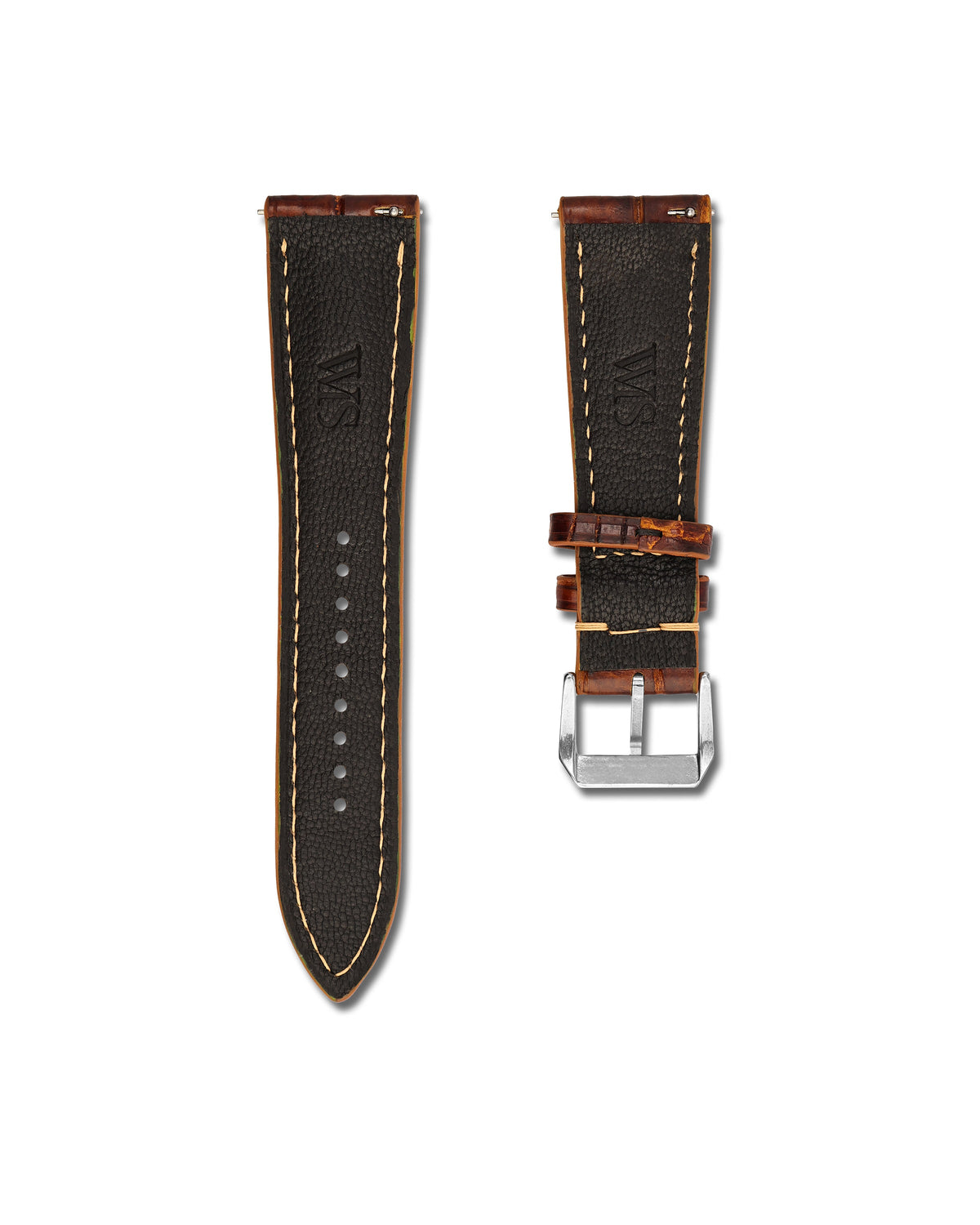 Honey Cognac Alligator Leather Watch Strap 20mm