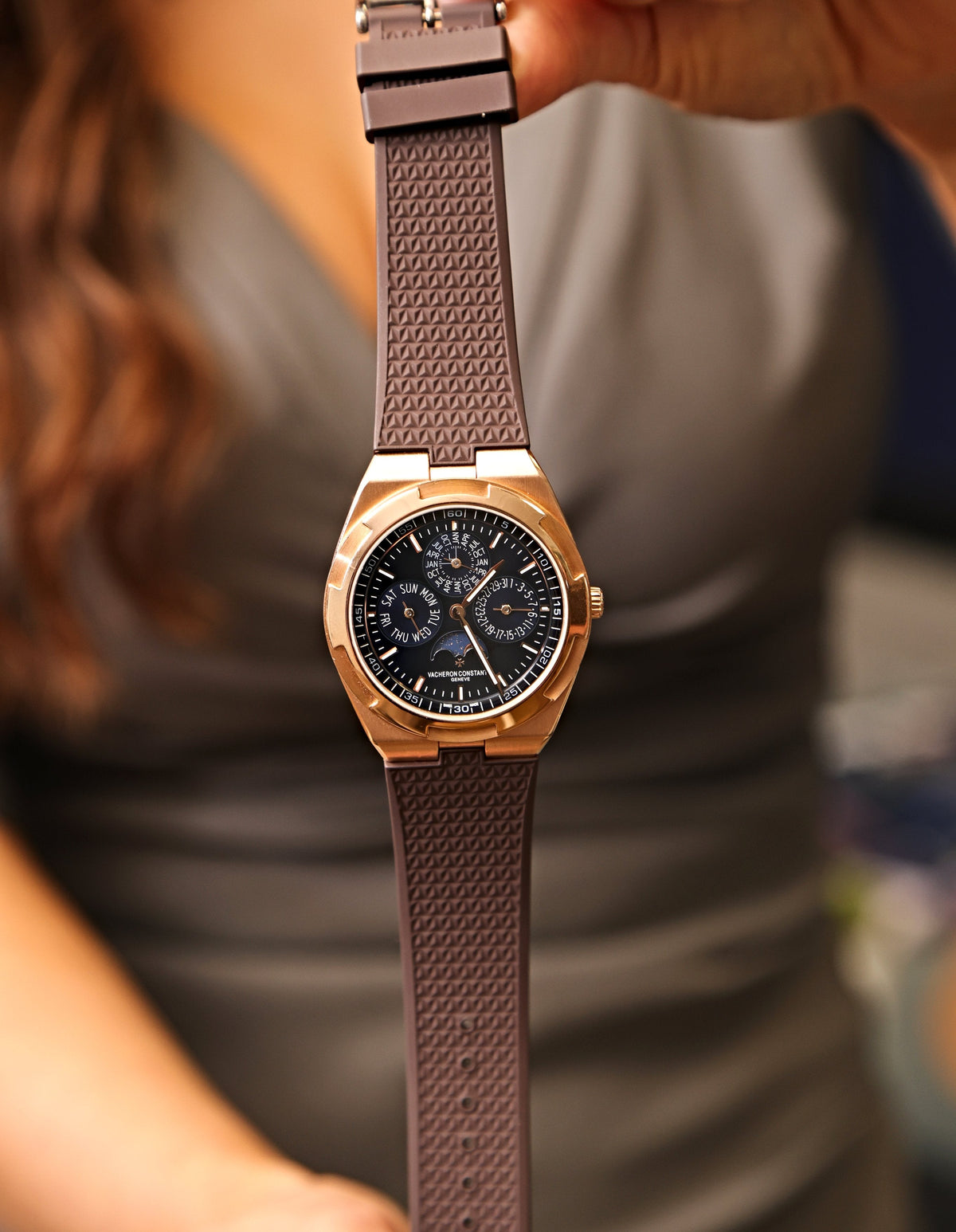 Espresso Brown - Integrated Quick Release Rubber Watch Strap For Vacheron Constantin Overseas