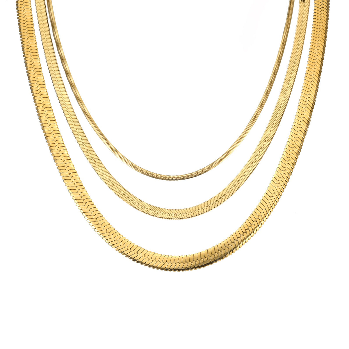 C004G B.Tiff Gold Plated Herringbone Chain Necklace/ 4mm
