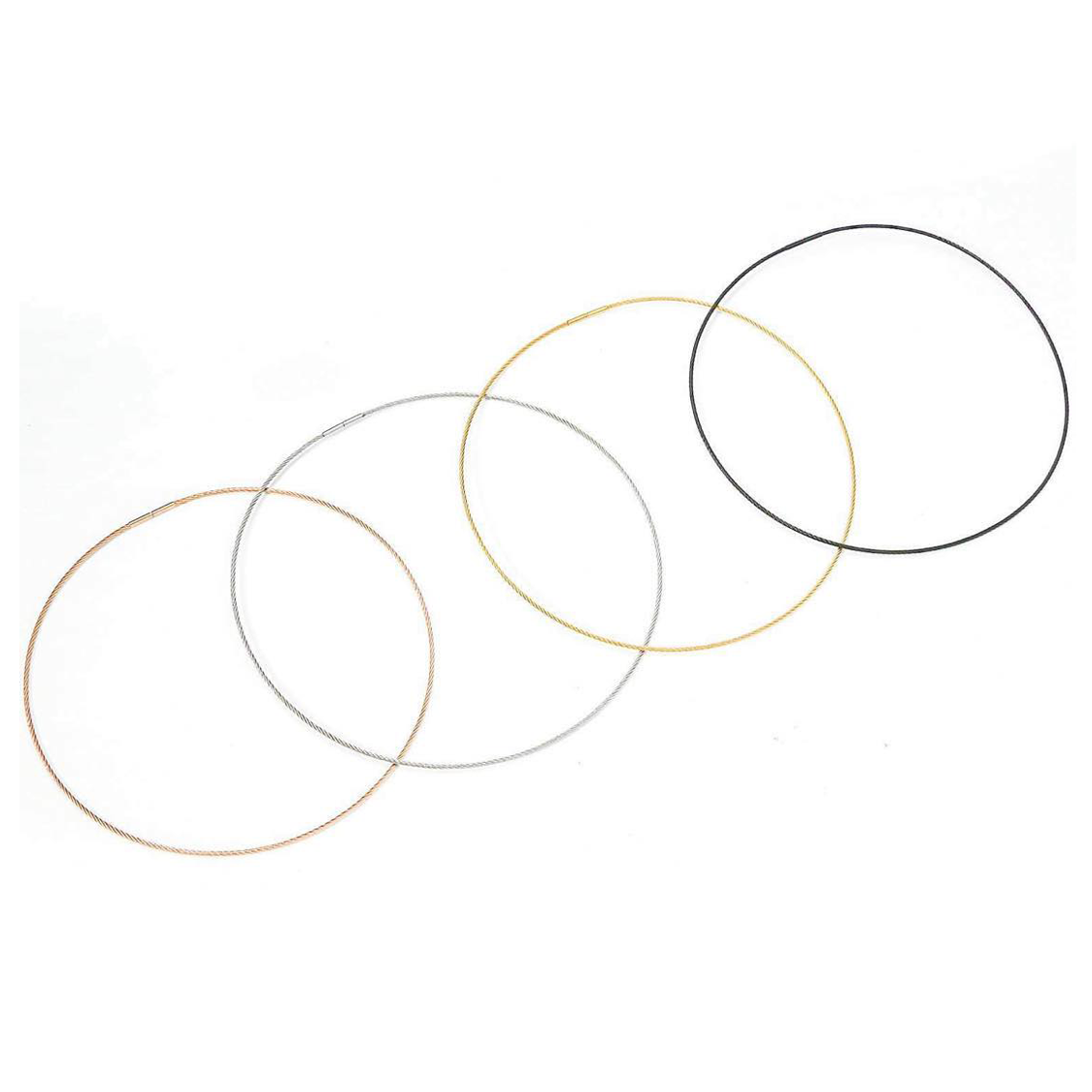 C015B Black Structured Wire Choker Chain Necklace/ 1.2mm (An exclusive clasp design)