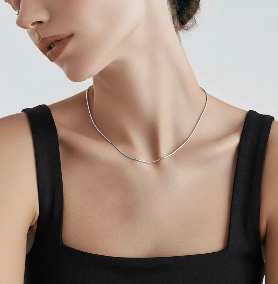 C030W B.Tiff Coil Chain Necklace, 1.2mm/ 1.5mm (An exclusive clasp design)