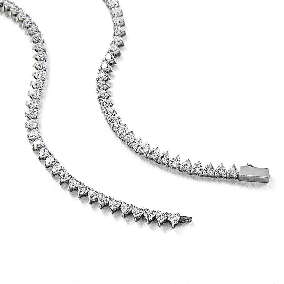 C102W B.Tiff Heart Tennis Necklace/ 4mm