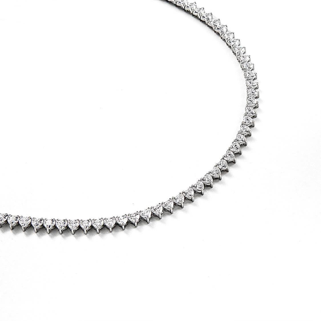 C102W B.Tiff Heart Tennis Necklace/ 4mm
