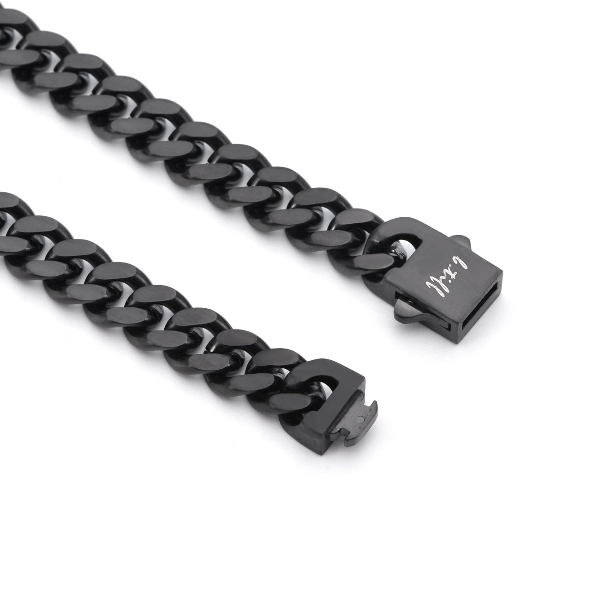 C138B B.Tiff Black Flat Cuban Link Necklace/ 8mm