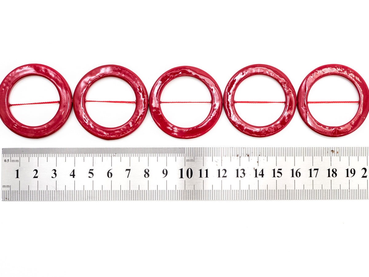 40mm Natural Mother of Pearl Beads, Red Round O Ring Smooth Gemstone Beads, Red Pearl Shell 15inch full strand, SKU#U189