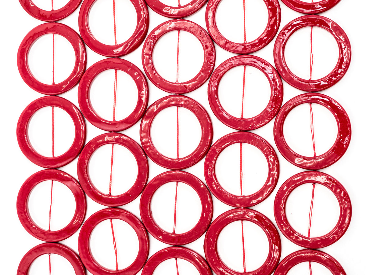 40mm Natural Mother of Pearl Beads, Red Round O Ring Smooth Gemstone Beads, Red Pearl Shell 15inch full strand, SKU#U189