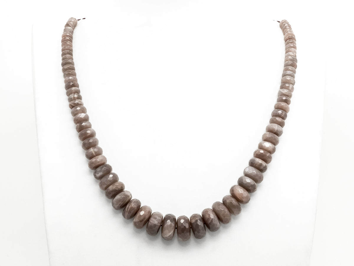 8-18mm Quality Natural Smoky Moonstone Graduated,Faceted/Smooth Rondelle Gemstone Beads, Smoky Color Beads, 15.5inch strand, SKU#U208