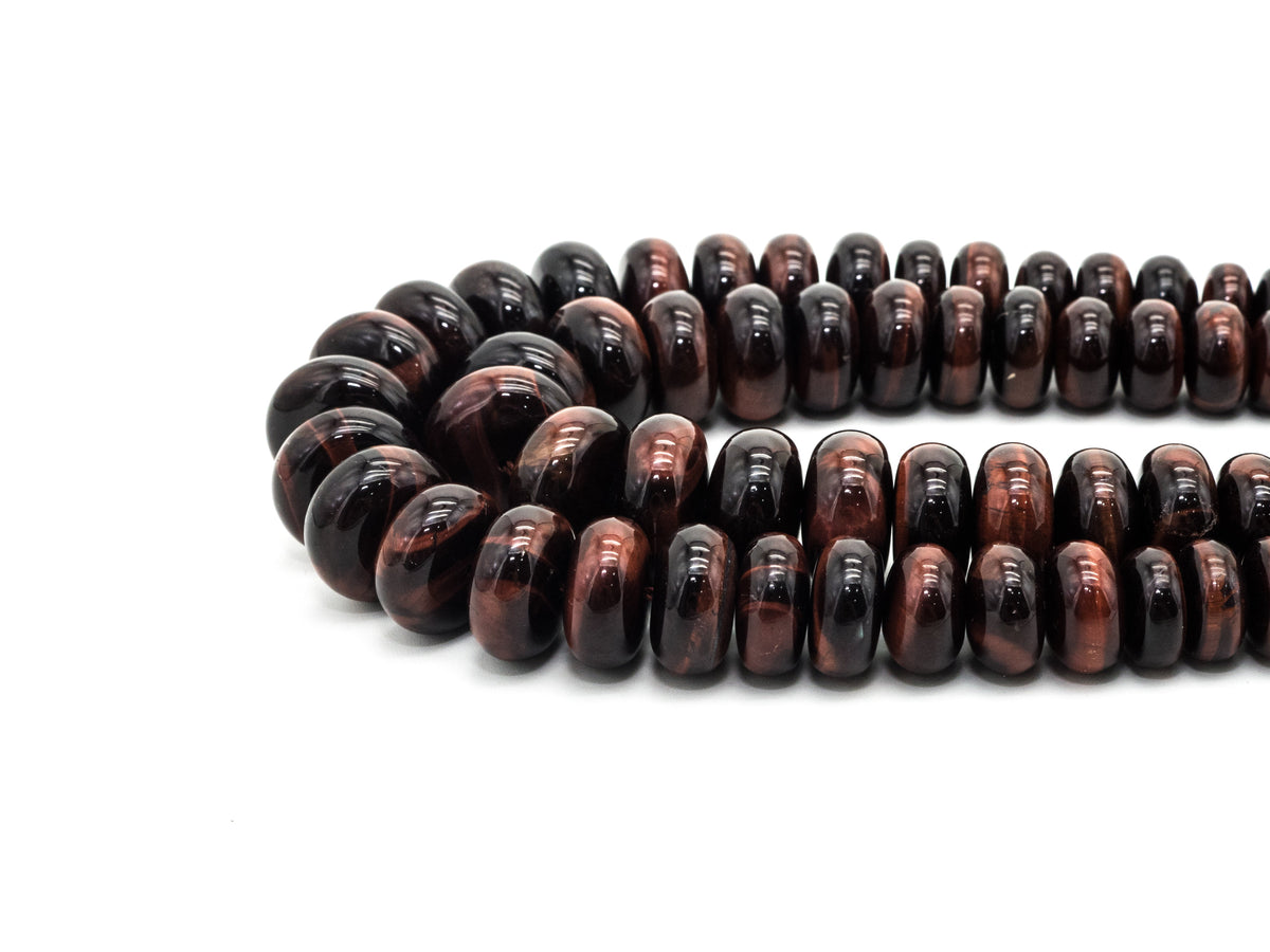 8-18mm High Quality Natural Red Tiger Eye Graduated, Rondelle Smooth/Faceted Gemstone Beads, 15inch strand, SKU#U191/U201