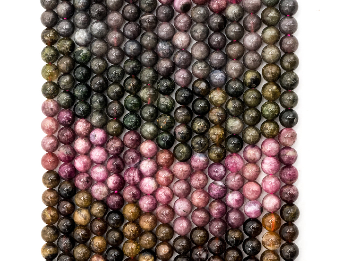 Quality Natural Tourmaline beads, 5mm/6mm/7mm  Round Smooth Natural Tourmaline Gemstone Beads, 15.5inch strand, SKU#U211c