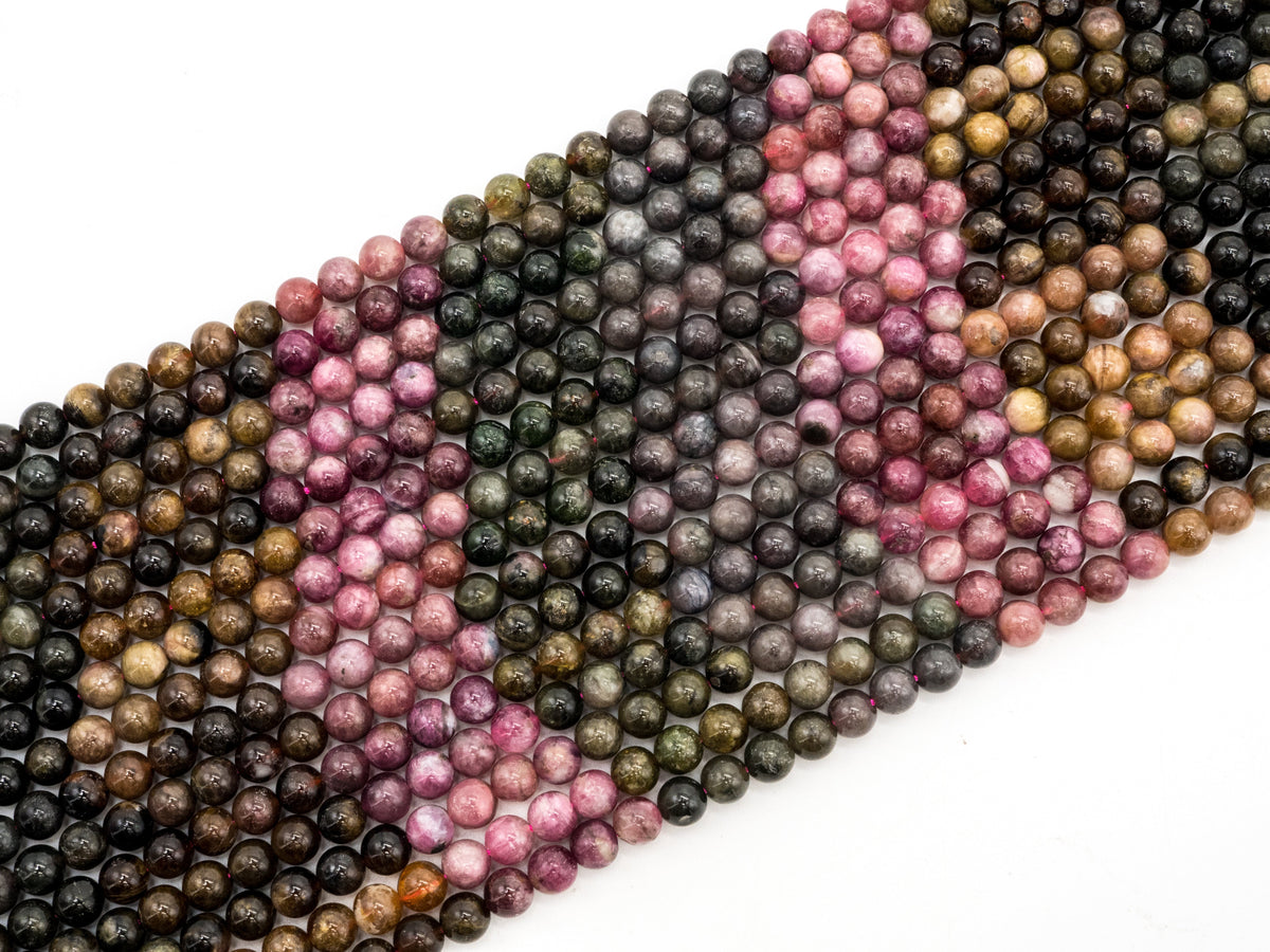 Quality Natural Tourmaline beads, 5mm/6mm/7mm  Round Smooth Natural Tourmaline Gemstone Beads, 15.5inch strand, SKU#U211c