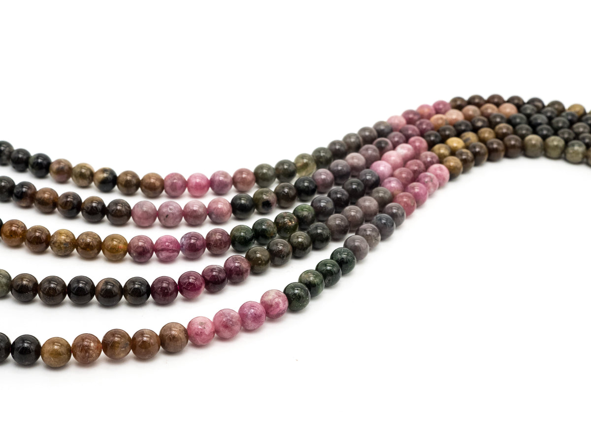 Quality Natural Tourmaline beads, 5mm/6mm/7mm  Round Smooth Natural Tourmaline Gemstone Beads, 15.5inch strand, SKU#U211c