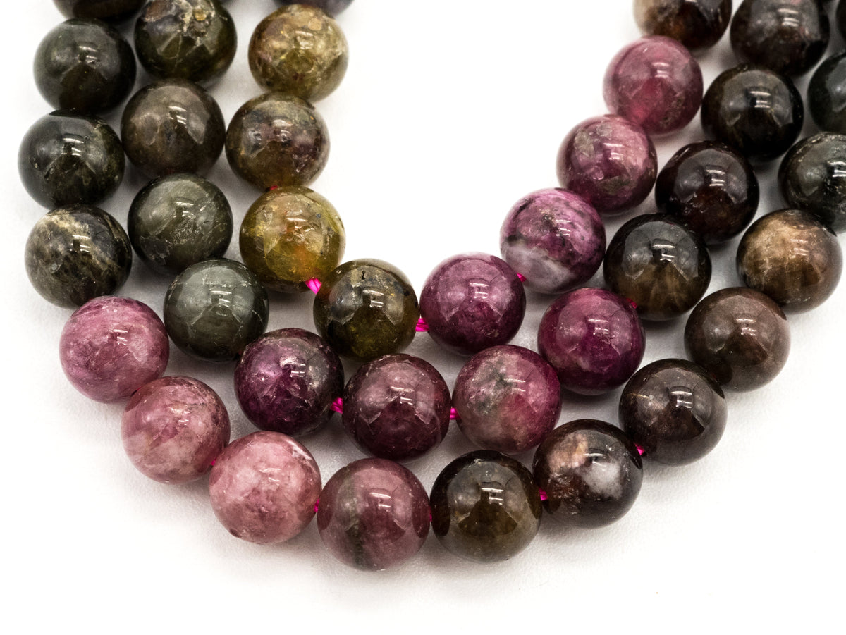 Quality Natural Tourmaline beads, 5mm/6mm/7mm  Round Smooth Natural Tourmaline Gemstone Beads, 15.5inch strand, SKU#U211c