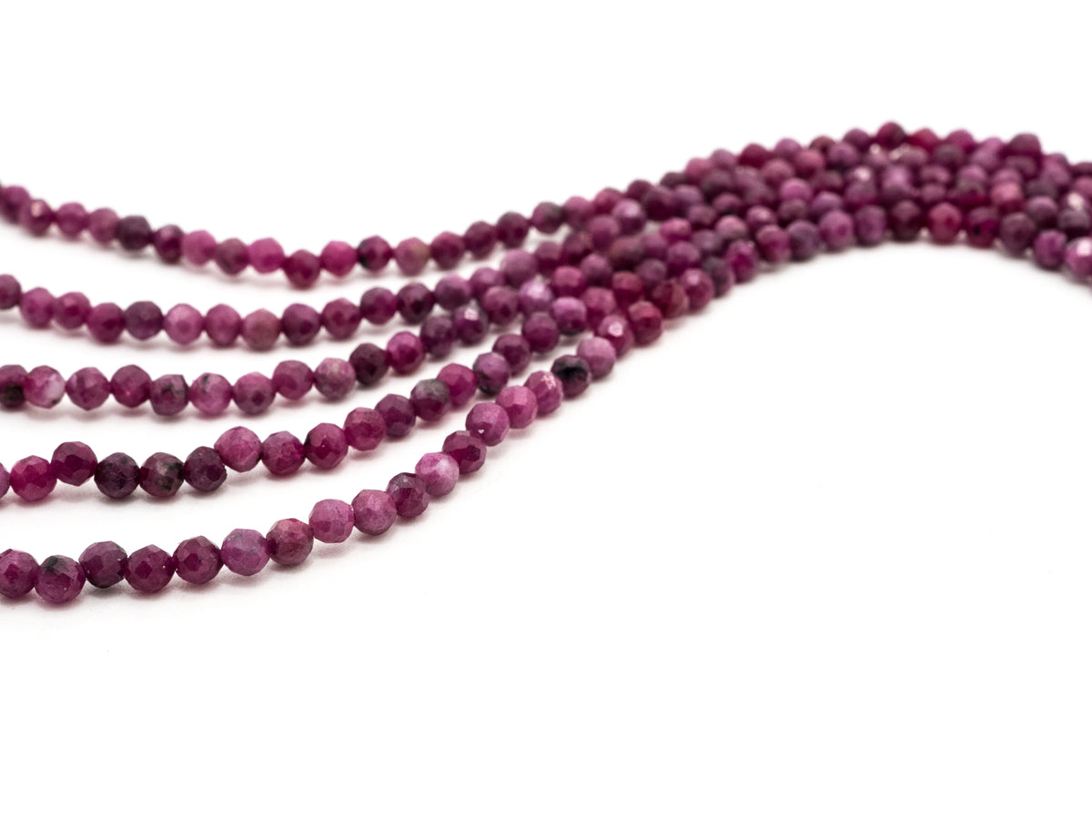 High Quality Natural Ruby Faceted Round 3mm Beads