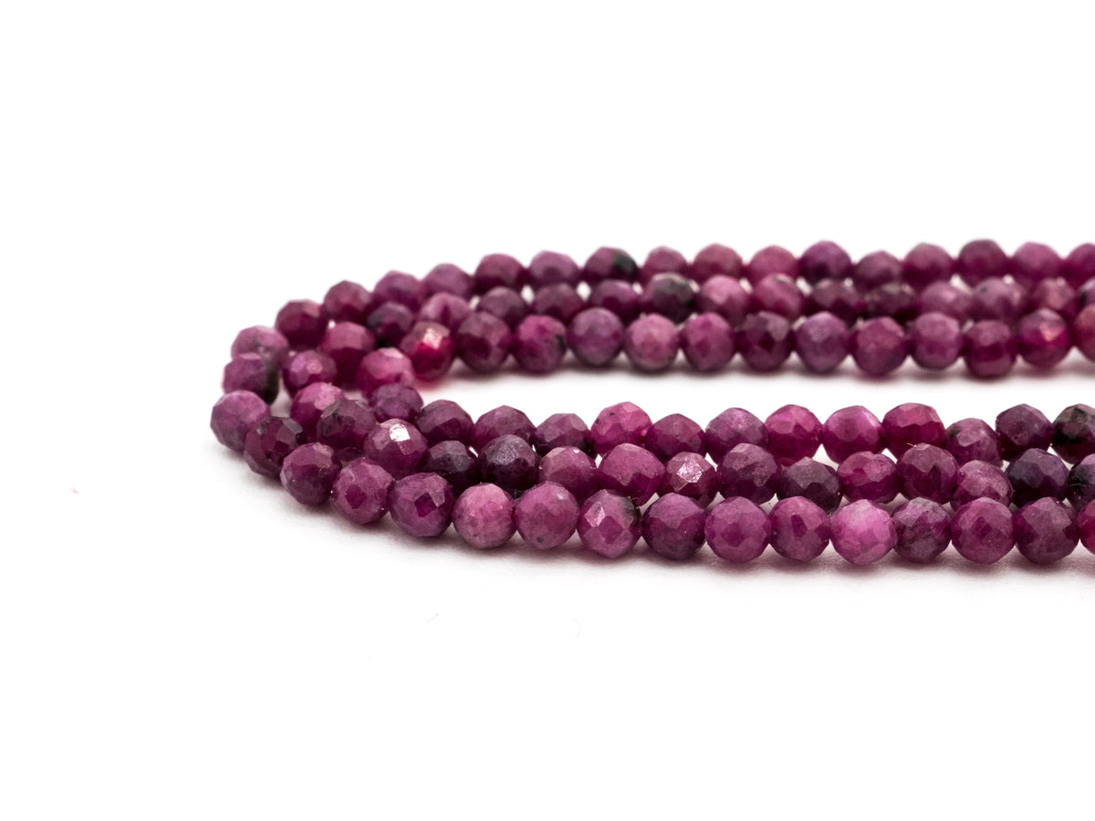High Quality Natural Ruby Faceted Round 3mm Beads
