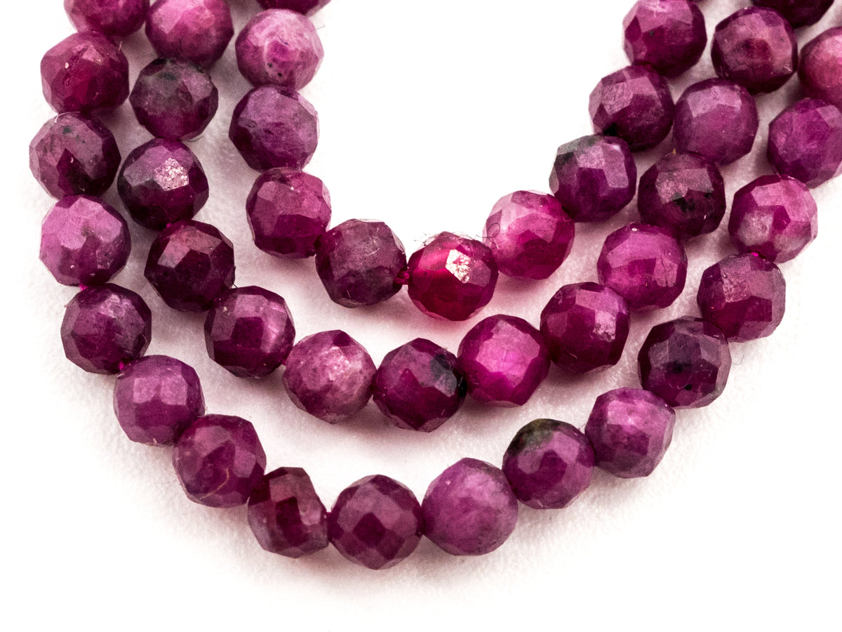 High Quality Natural Ruby Faceted Round 3mm Beads
