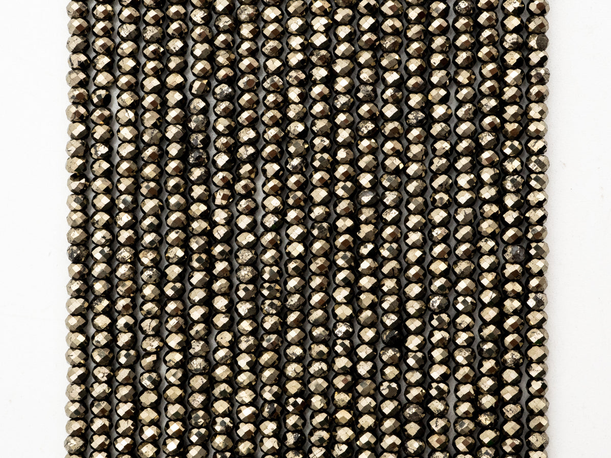 Quality Golden Pyrite Faceted Rondelle Beads 2X3mm Gemstones Beads, Natural Pyrite Beads,15.5" Full Strand, SKU#U218