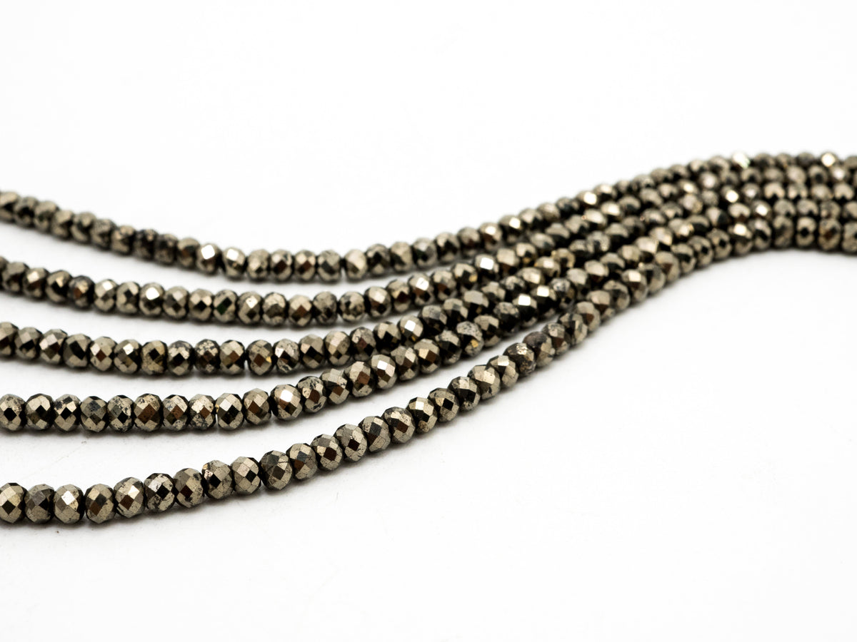 Quality Golden Pyrite Faceted Rondelle Beads 2X3mm Gemstones Beads, Natural Pyrite Beads,15.5" Full Strand, SKU#U218