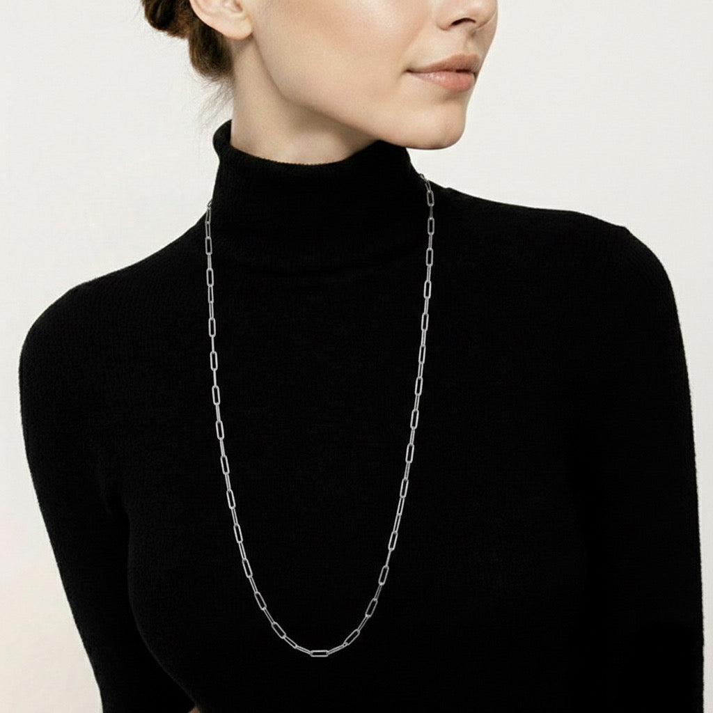 C400W B.Tiff 2 Clasps Oval Paperclip Link Chain Necklace/ 32"