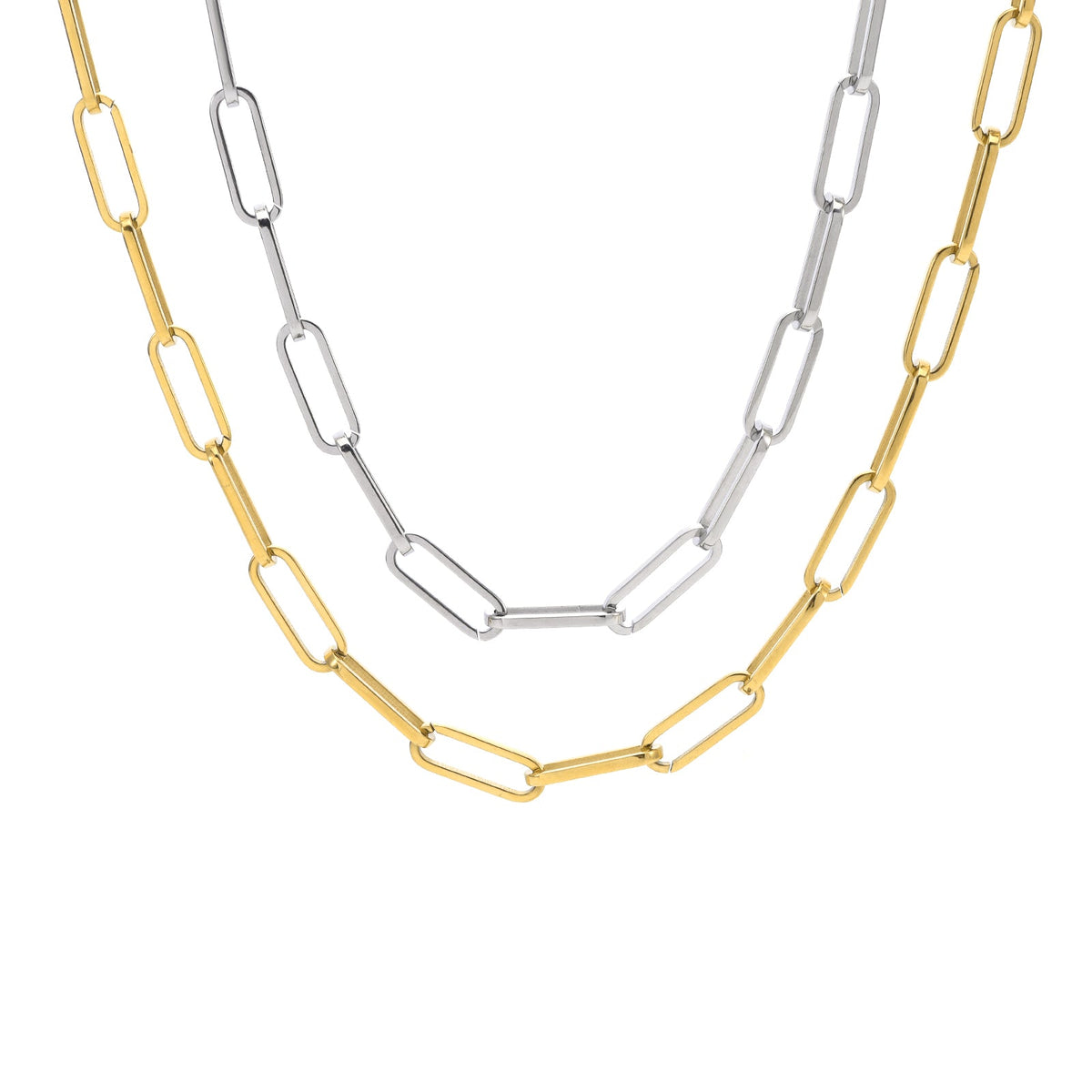 C860W B.Tiff "Jemma" Paperclip Flat Long Adjustable Link Necklace