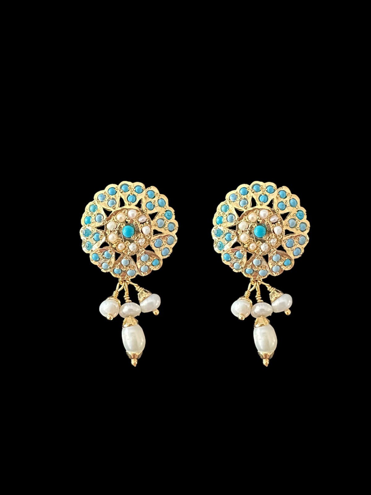 Gold plated silver pendant set in turquoise / feroza ( SHIPS IN 5 WEEKS )