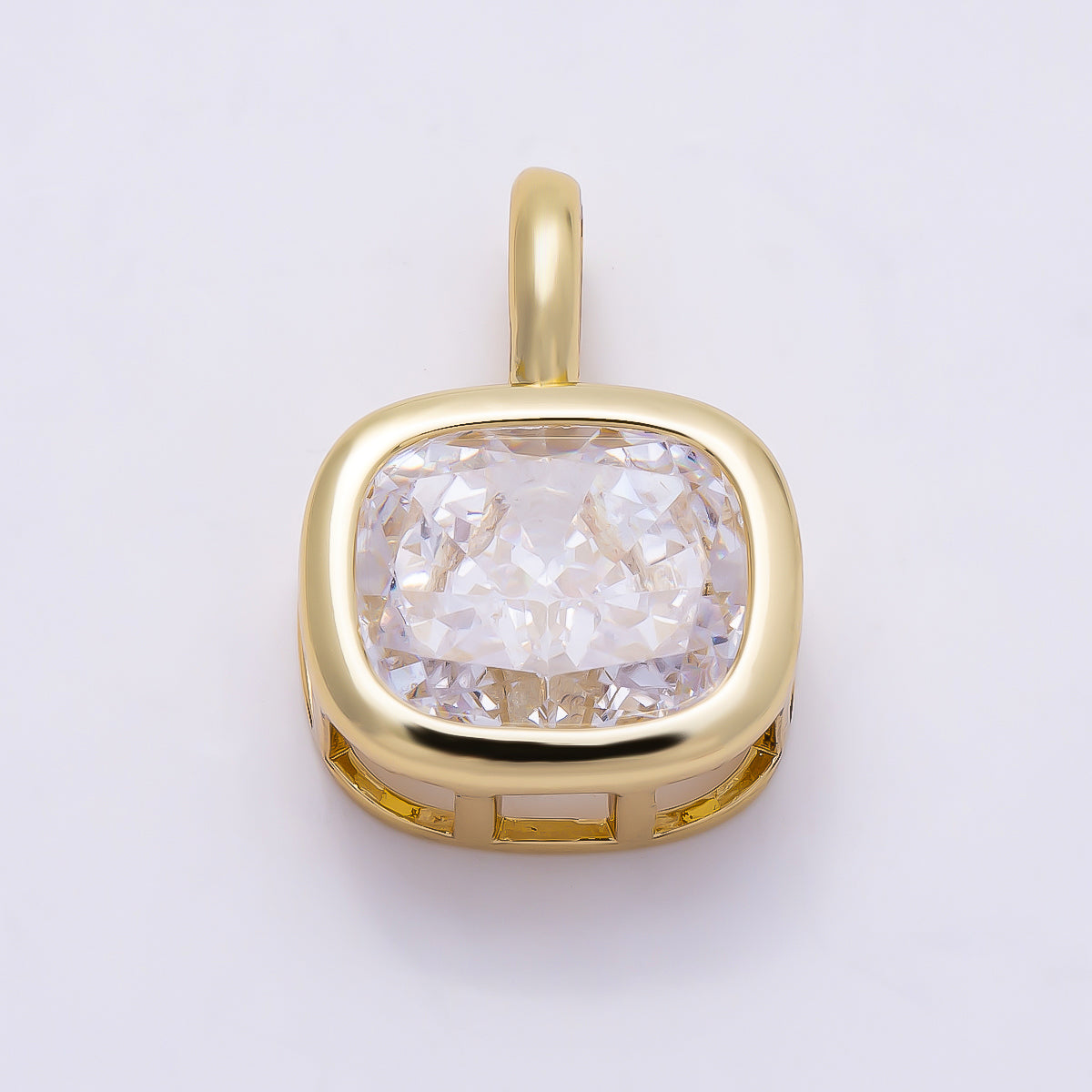 14K Gold Filled Clear Baguette, Oval, Marquise CZ Bezel Collar Chain Pendant in Gold & Silver | Charms-00750 ~ Charms-00752