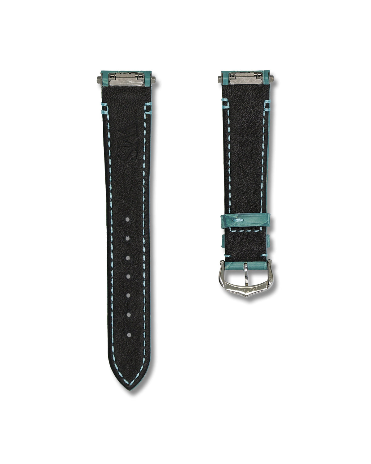 Turquoise Crocodile Leather Watch Strap For Cartier Santos