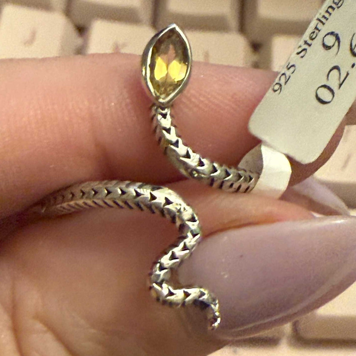 Gemstone Snake Ring - Sterling Silver or Gold Vermeil