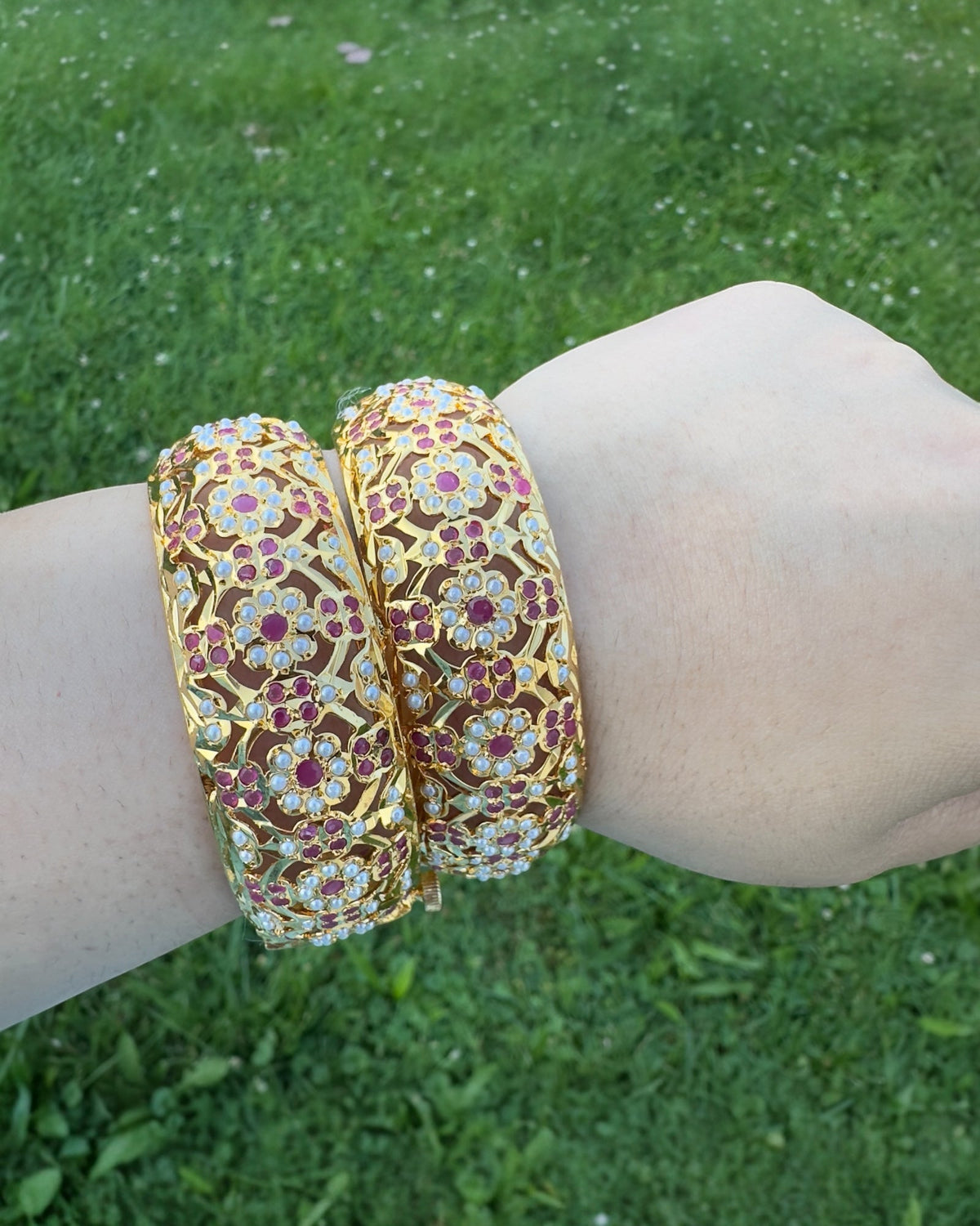 B8 Shibra bangles in ruby  one pair   ( READY TO SHIP )