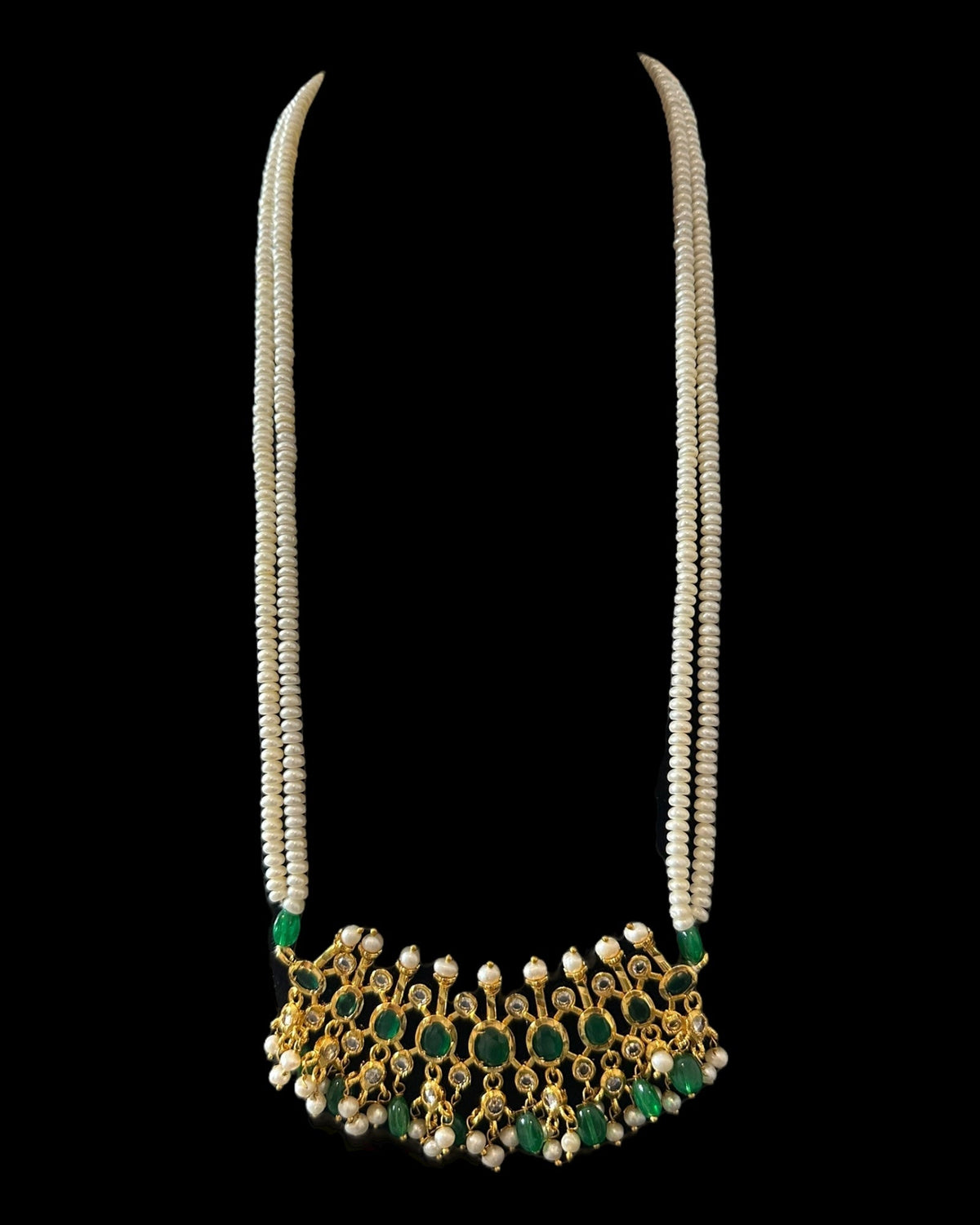 PS559 Hyderabadi / Nizami tirmani in fresh water pearls with chandbali( READY TO SHIP )
