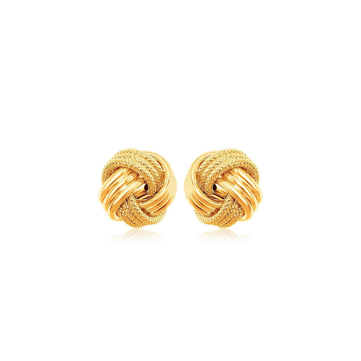 10k Yellow Gold Love Knot with Ridge Texture Earrings