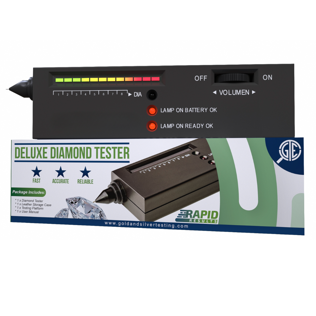 GTE Diamond Analyzer & Rare Earth Magnet Gold & Silver Testing Kit with White 2''x2'' Stone