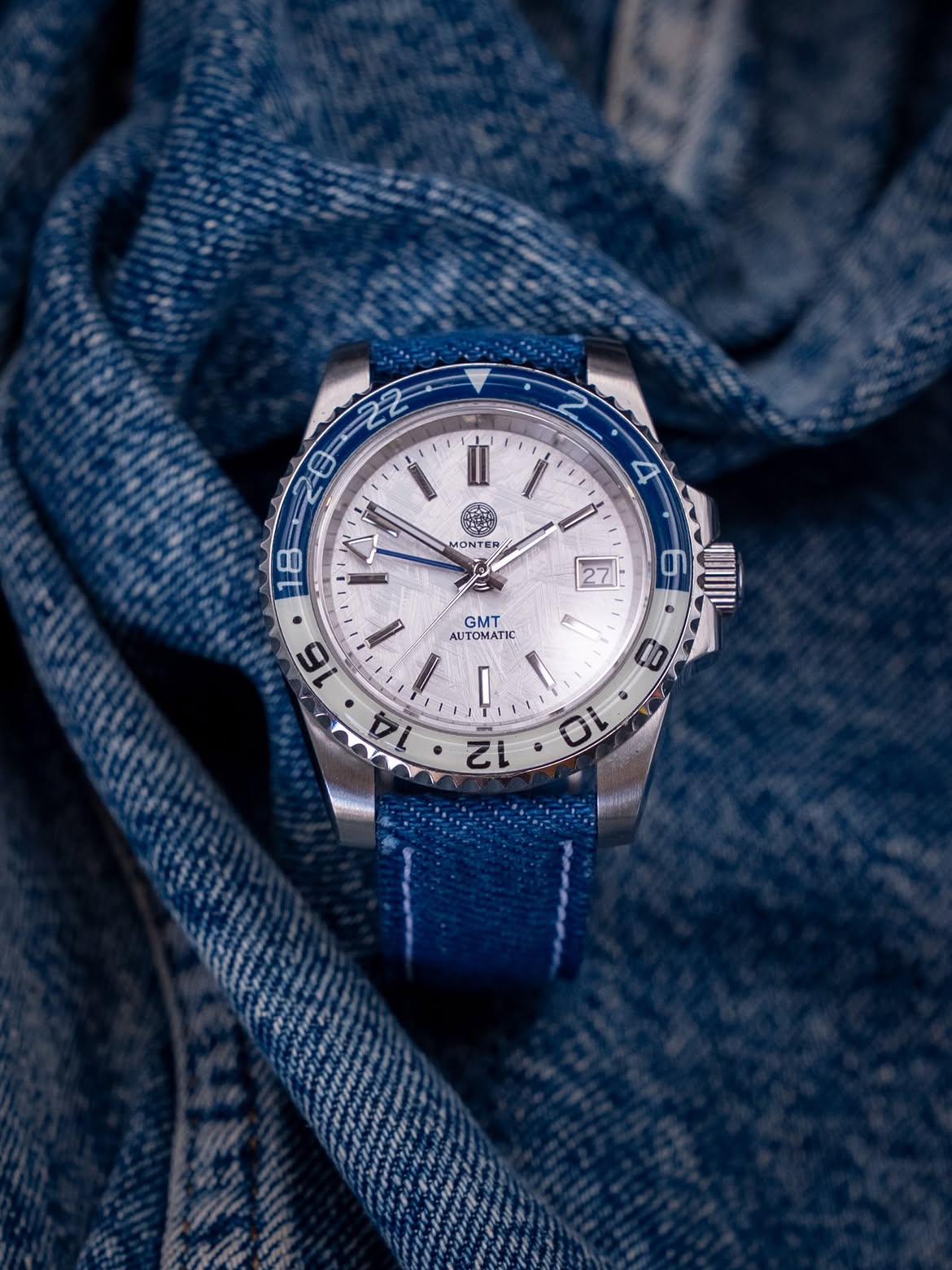 Denim Blue Jean Leather Watch Strap 19mm Baume & Mercier