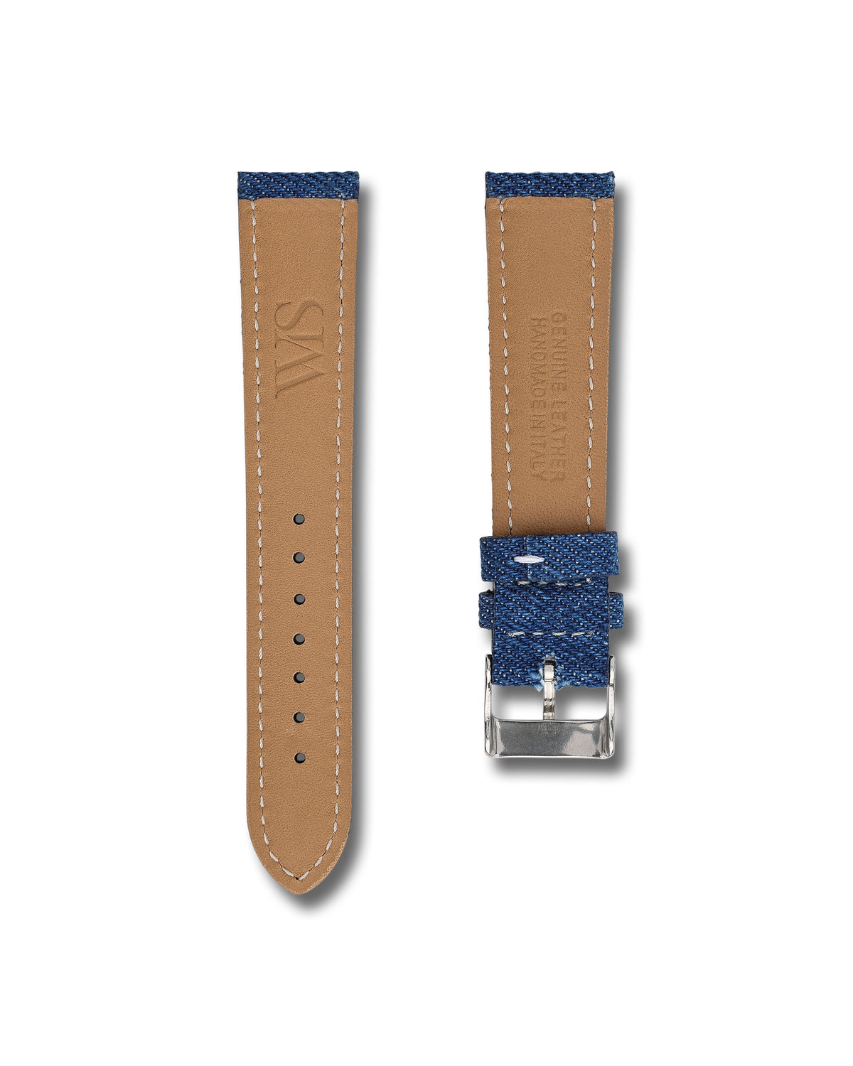 Denim Blue Jean Leather Watch Strap 21mm