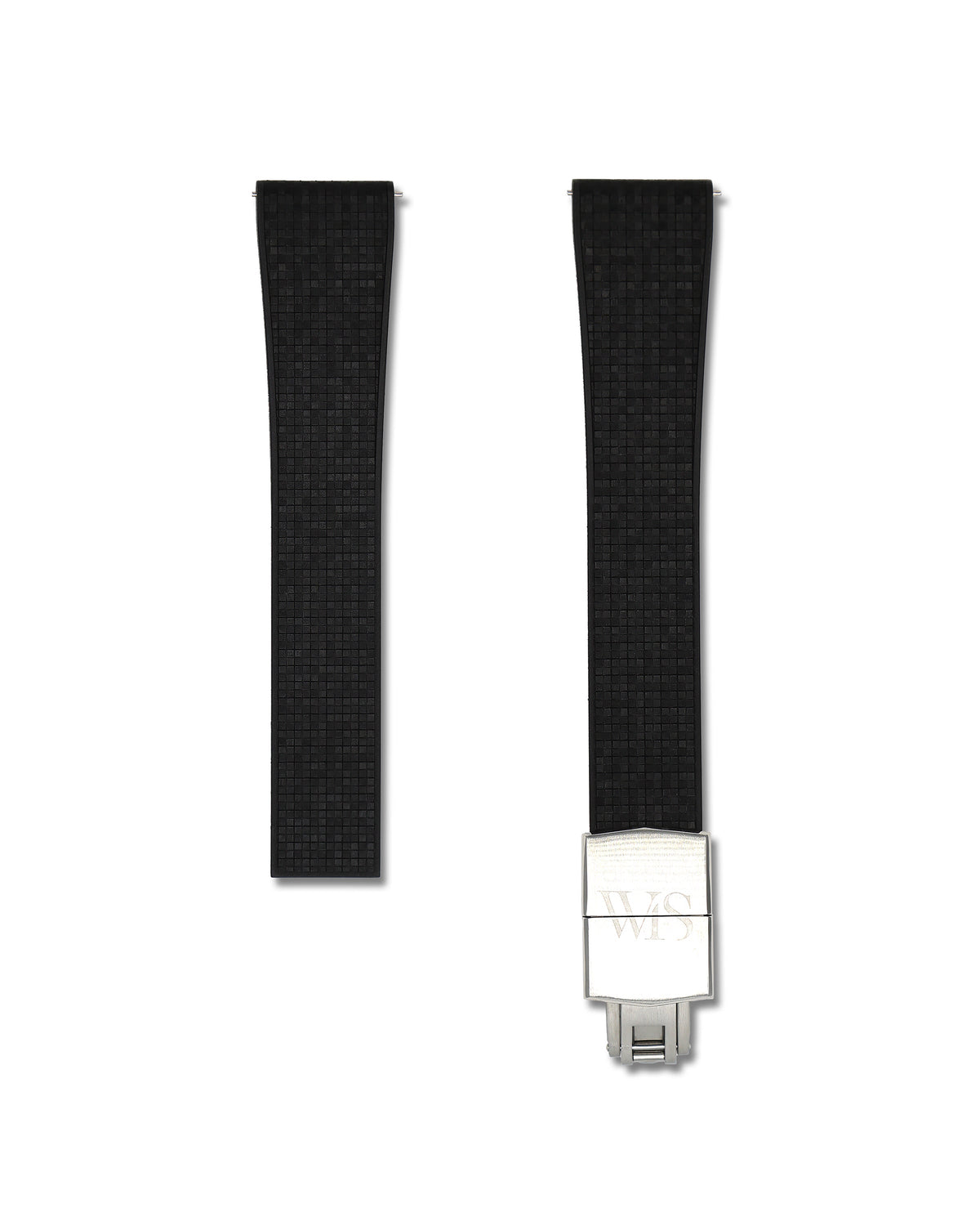 Patterned Black Deployant Clasp Quick Release Rubber Strap 22mm