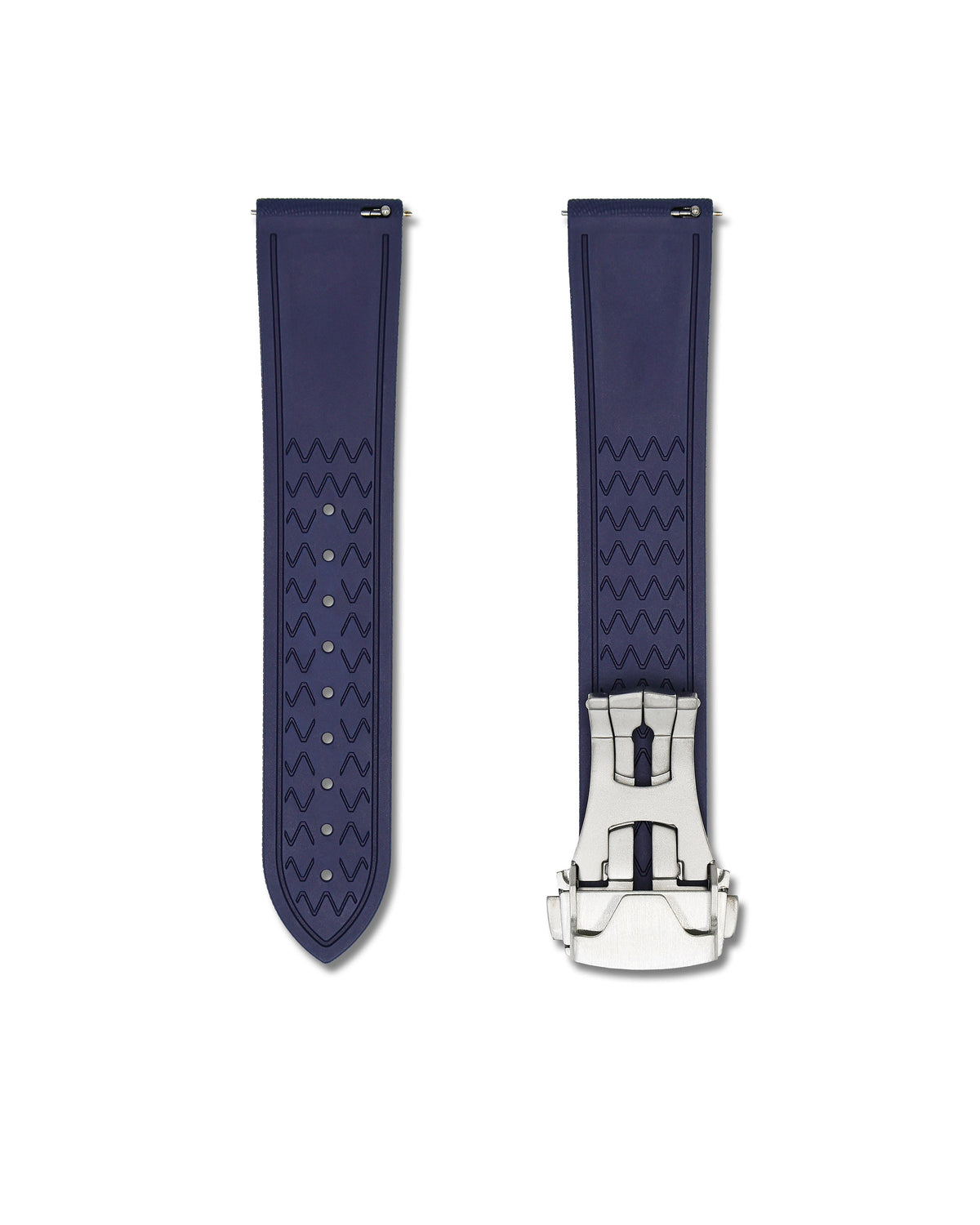 Marine Blue Deployant Clasp Quick Release Rubber Sailcloth Strap 19mm