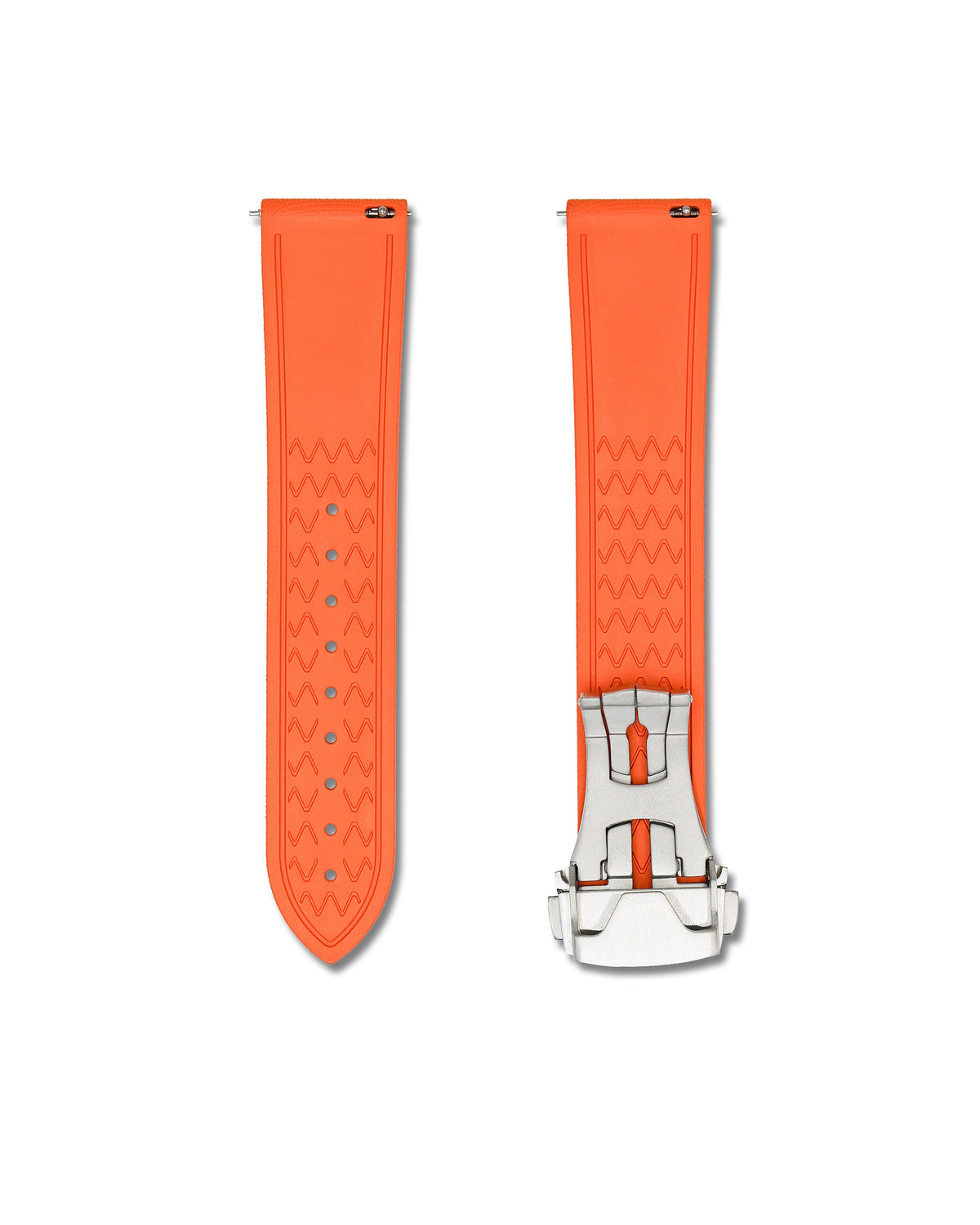 Tangerine Orange Deployant Clasp Quick Release Rubber Sailcloth Strap 22mm