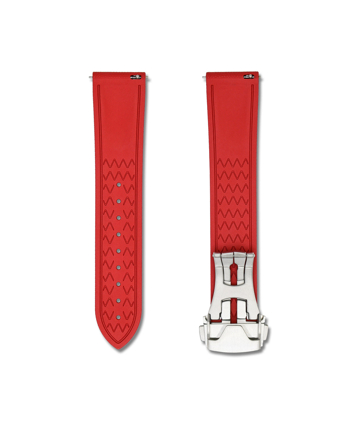 Scarlet Red Deployant Clasp Quick Release Rubber Sailcloth Strap 19mm