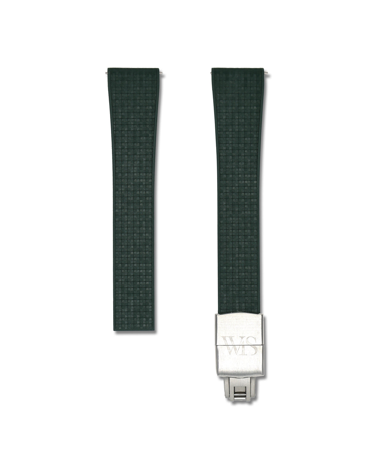 Patterned Green Deployant Clasp Quick Release Rubber Strap 20mm